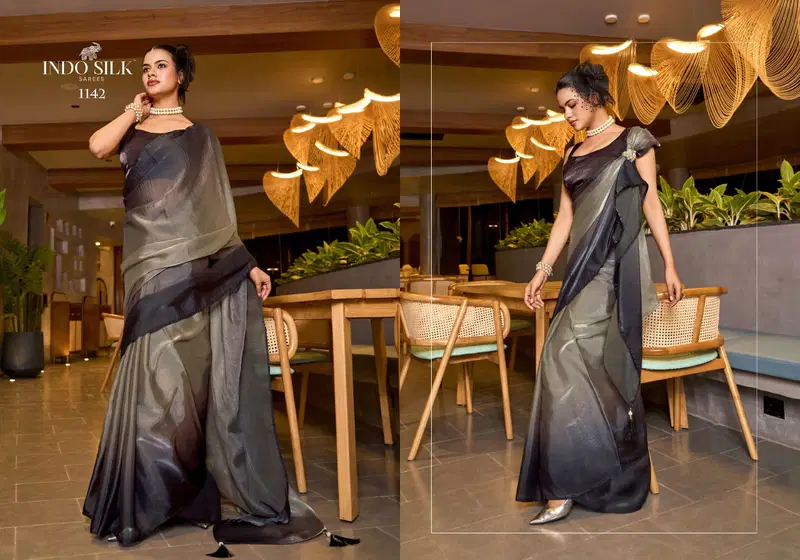 Luxe By Indo Silk Fendy Satin Party Wear Saree Wholesale Market In Surat